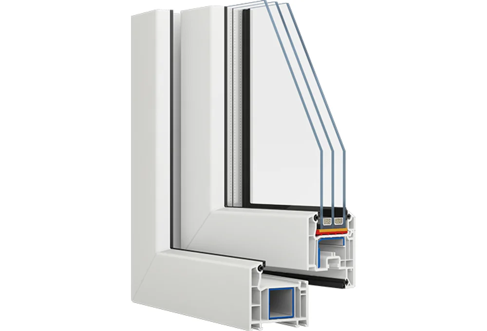 Срез профиля VEKA Softline 70: 5 камер, монтажная ширина 70 мм