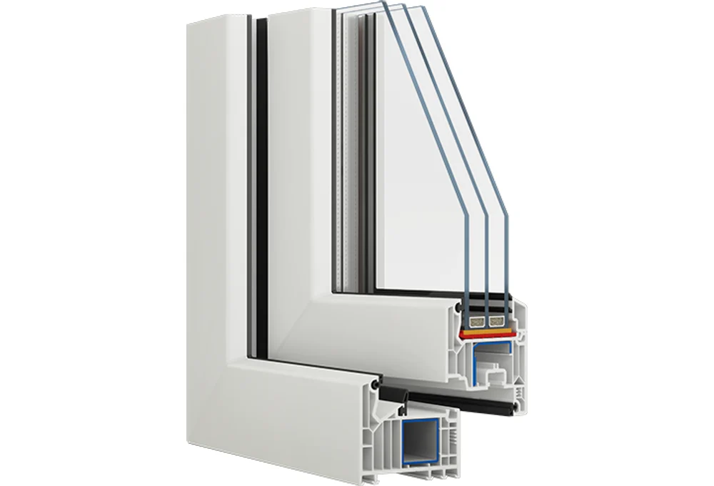 Срез профиля VEKA Softline 82: 7 камер, монтажная ширина 82 мм
