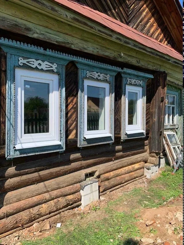 Пластиковые окна в деревянном доме — д. Рождествено — фото 1